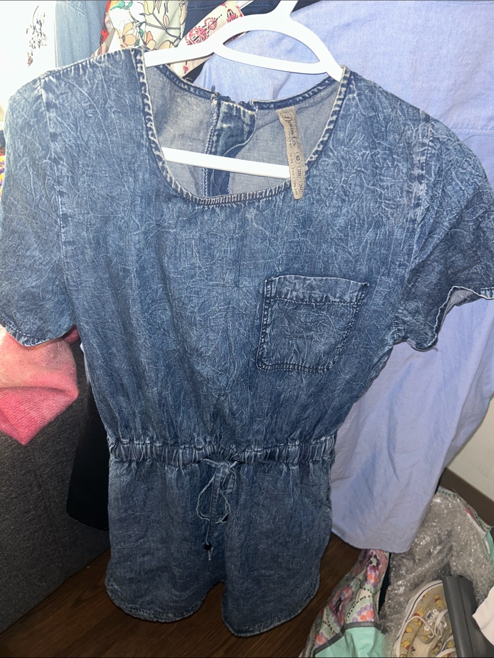 Denim&Co Blue Washed Denim Short Sleeve Romper
